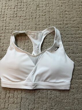 NWOT Gymshark White Cross-Front Racerback Sports Bra